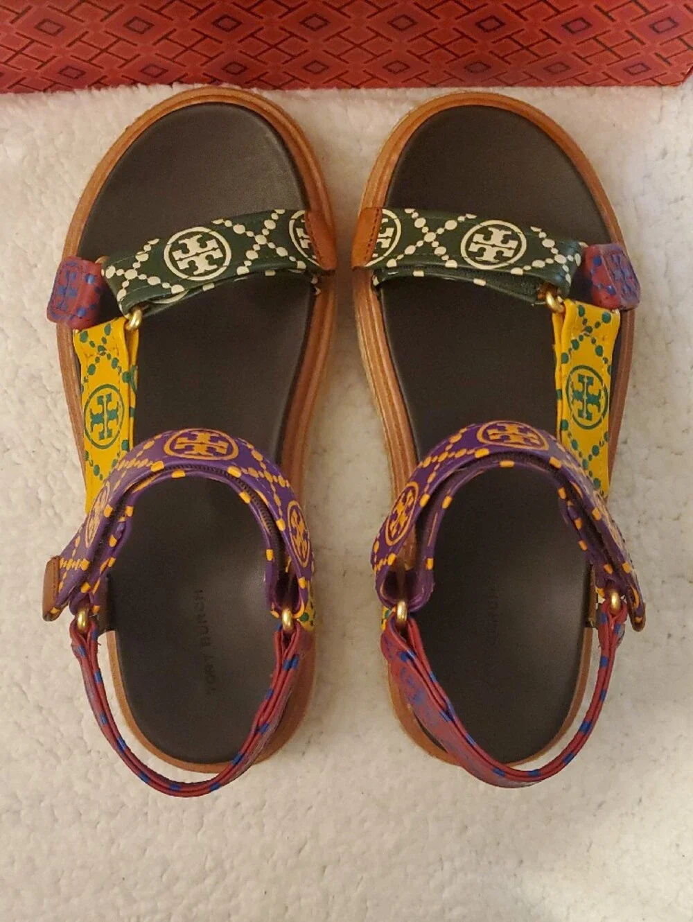 NWB Tory Burch T Monogram Rope Sport Sandal-SZ 8.5-Discontinued-in Bourbon/Coco